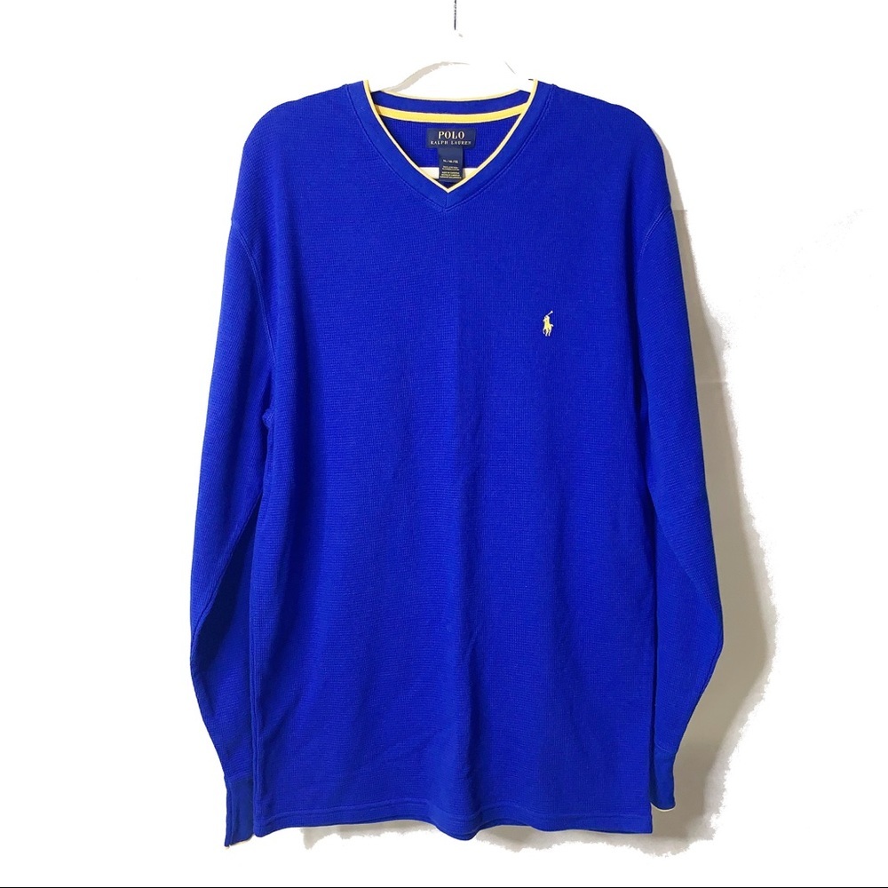 POLO RALPH LAUREN Blue V-Neck Thermal XL NWOT